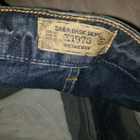 Zara Basic Denim Heritage Z1975 Distressed Straight Jeans Size 10‎ - Picture 10 of 11